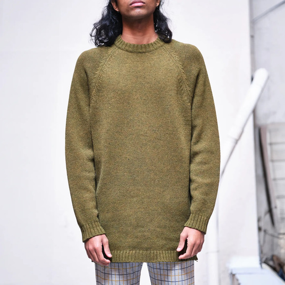 1950s/60s Roos/Atkins Army Green Shetland Wool Sweater - Picture 3 of 4